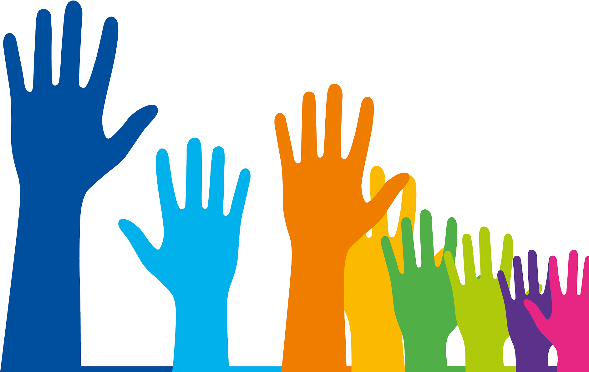 Hands raised to share voice